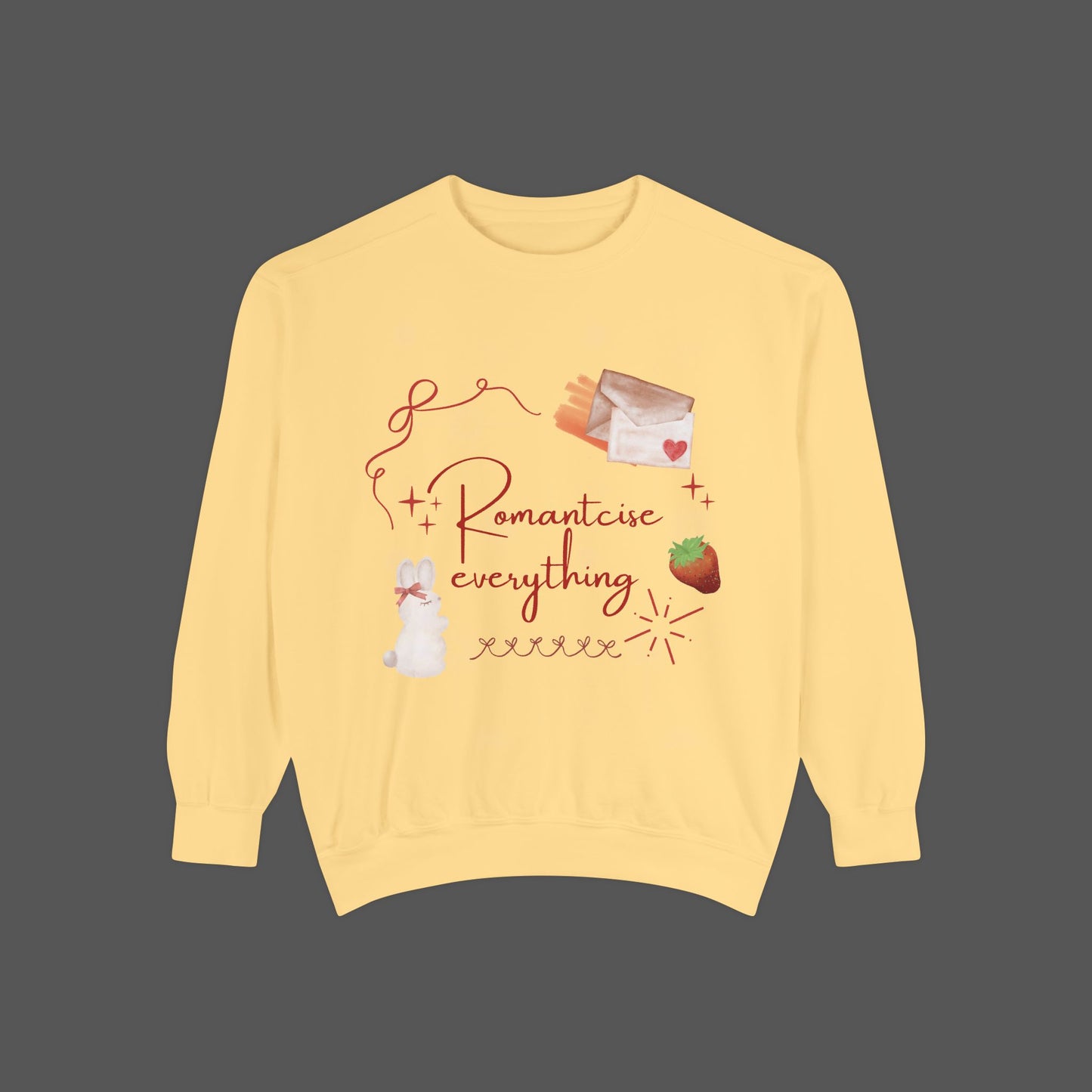 Hearty & Cute Garment-Dyed Sweatshirt — 'Hearty and Cute' Cozy Crewneck