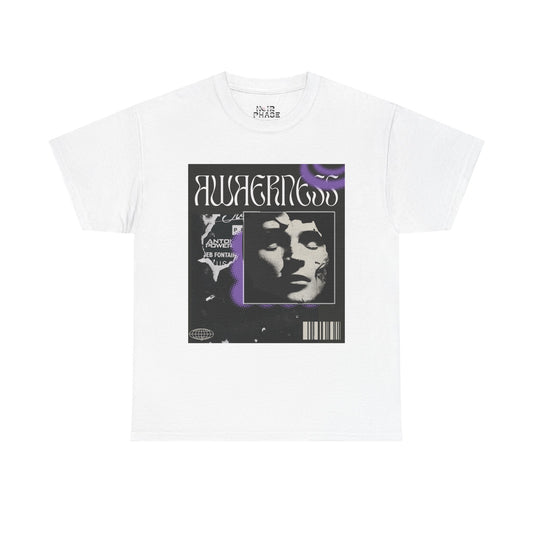 Awareness Unisex Heavy Cotton Tee, Statement T-Shirt, Graphic Tee, Casual Wear, Gift for Friends, Music Lover Apparel