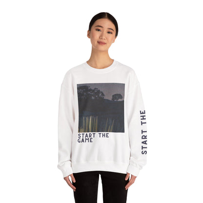 Unisex Crewneck Sweatshirt - Start The Game Design, Cozy Apparel for Gamers, Casual Wear