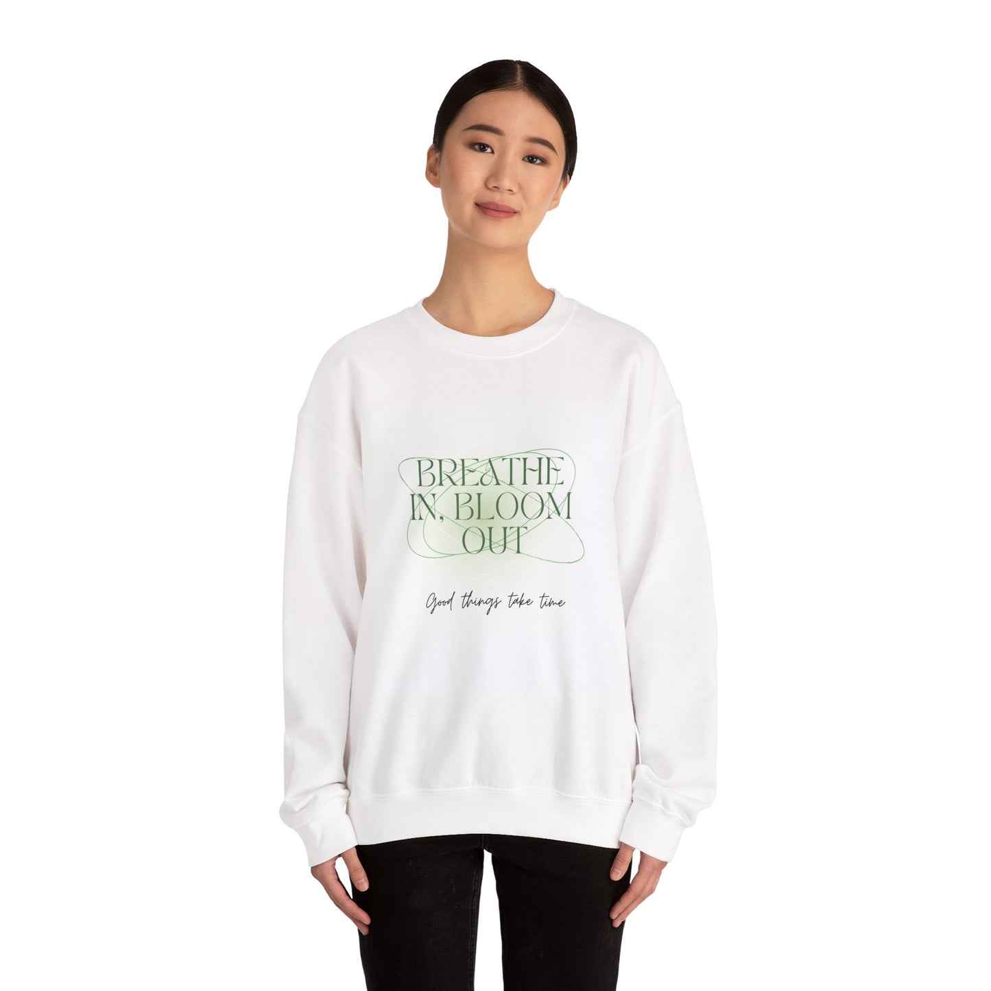 White and green bloom crewneck