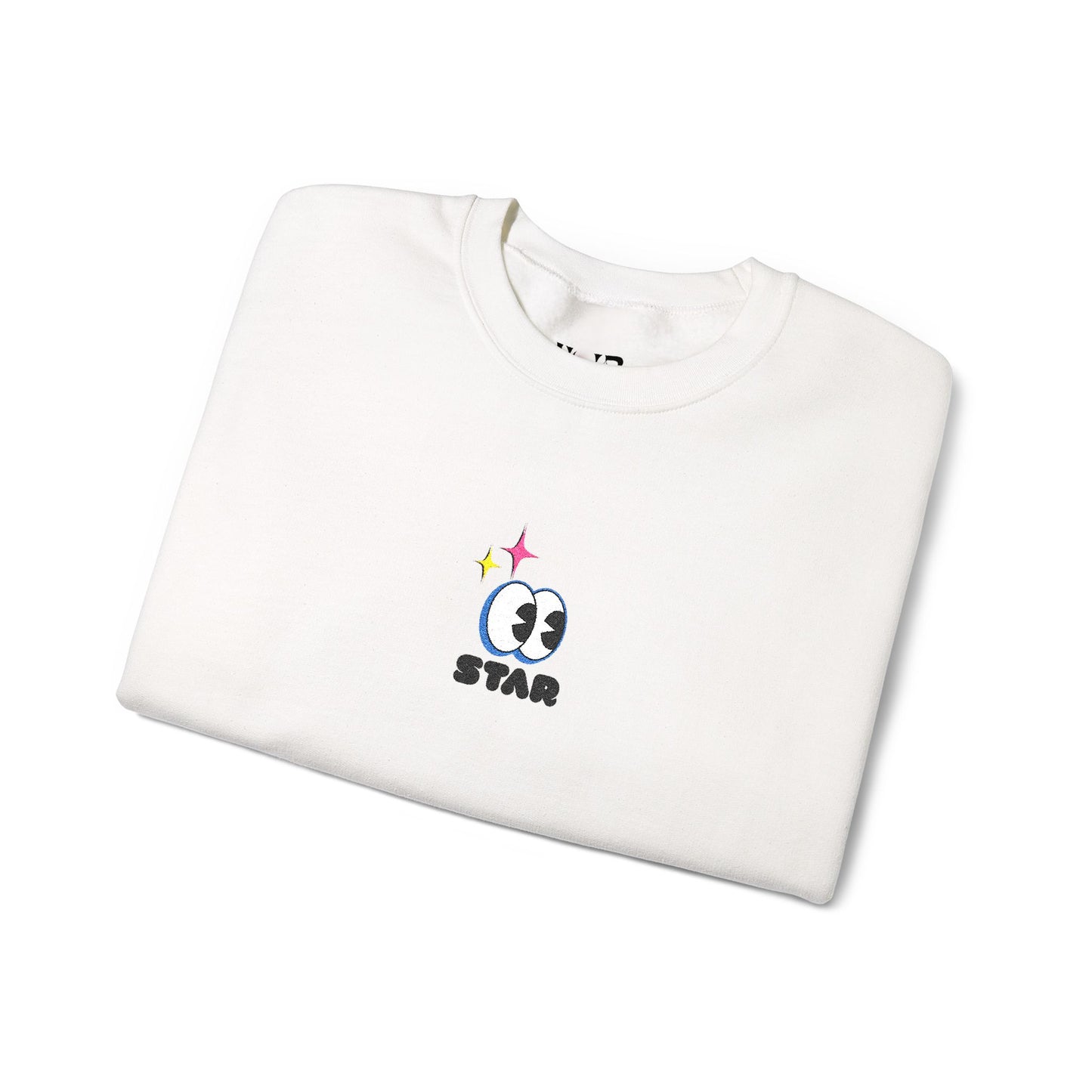 Star Face Crewneck Sweatshirt – Cute Mini Emoticon Graphic