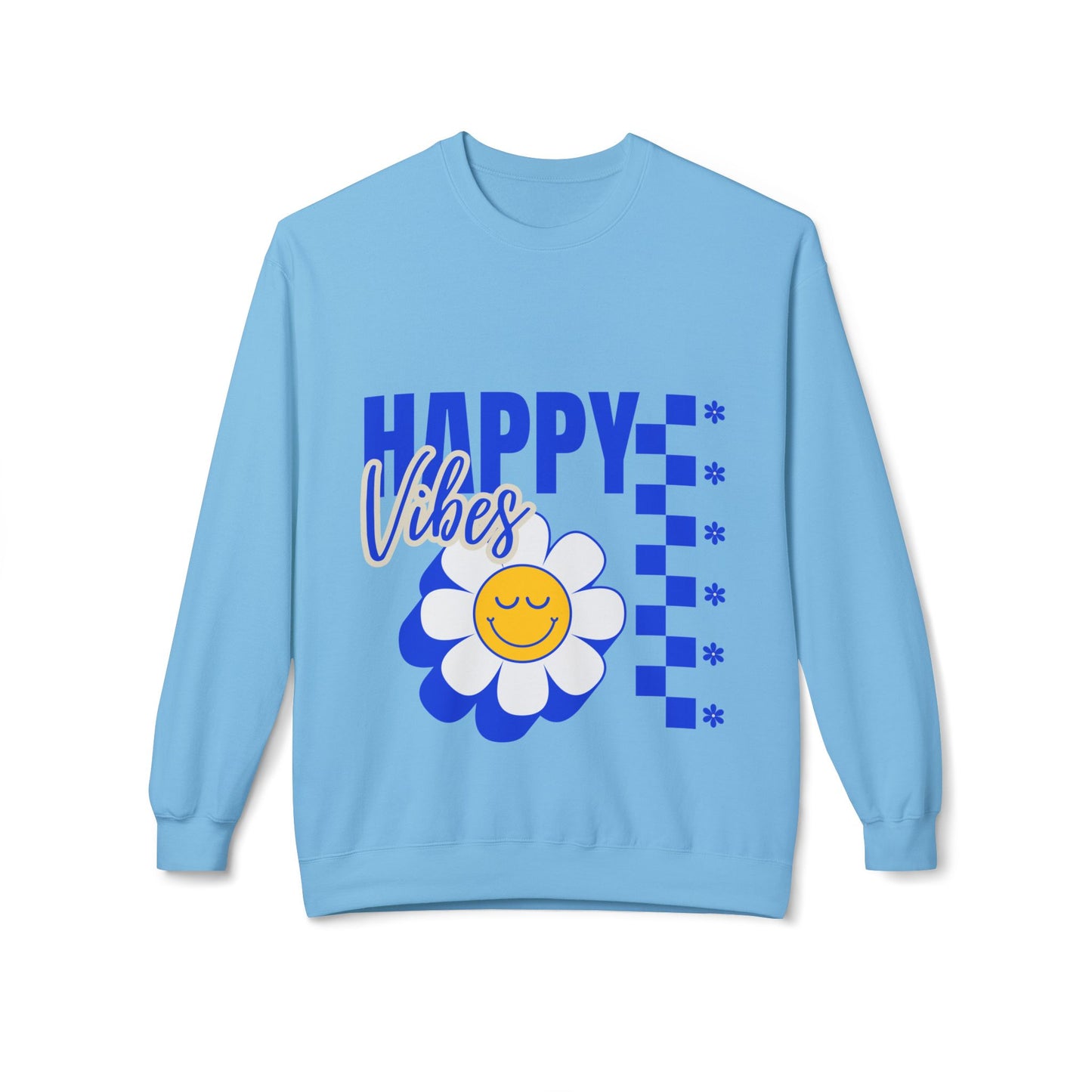 Sweatshirt — "Happy Vibes" Smiley Daisy Crewneck