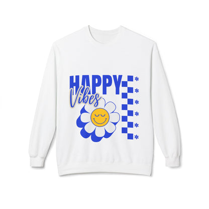 Sweatshirt — "Happy Vibes" Smiley Daisy Crewneck