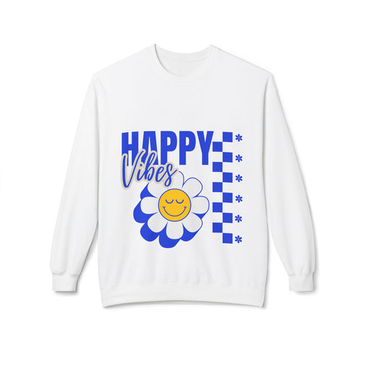 Sweatshirt — "Happy Vibes" Smiley Daisy Crewneck
