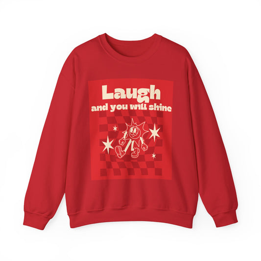 Laugh & Shine Crewneck Sweatshirt - Cozy Unisex Fashion, Motivational Gift, Perfect for Holidays & Everyday Wear, Inspirational Apparel